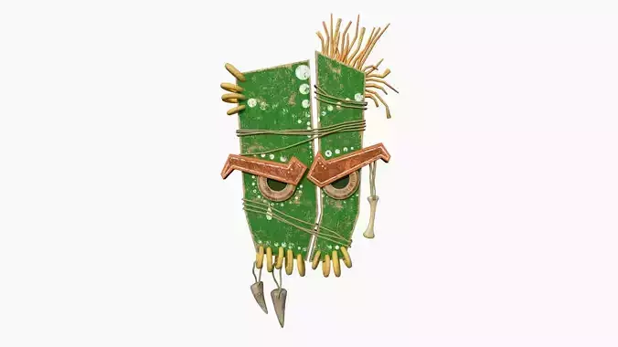 Tribal Mask B05 Green Orange - Costume Character Design Low-poly 3D model