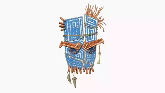 Tribal Mask B06 Blue Orange - Costume Character Design Low-poly 3D model
