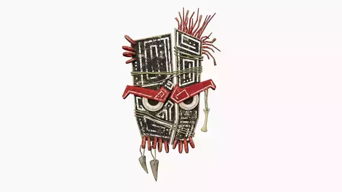 Tribal Mask B07 Black Red - Costume Character Design Low-poly 3D model