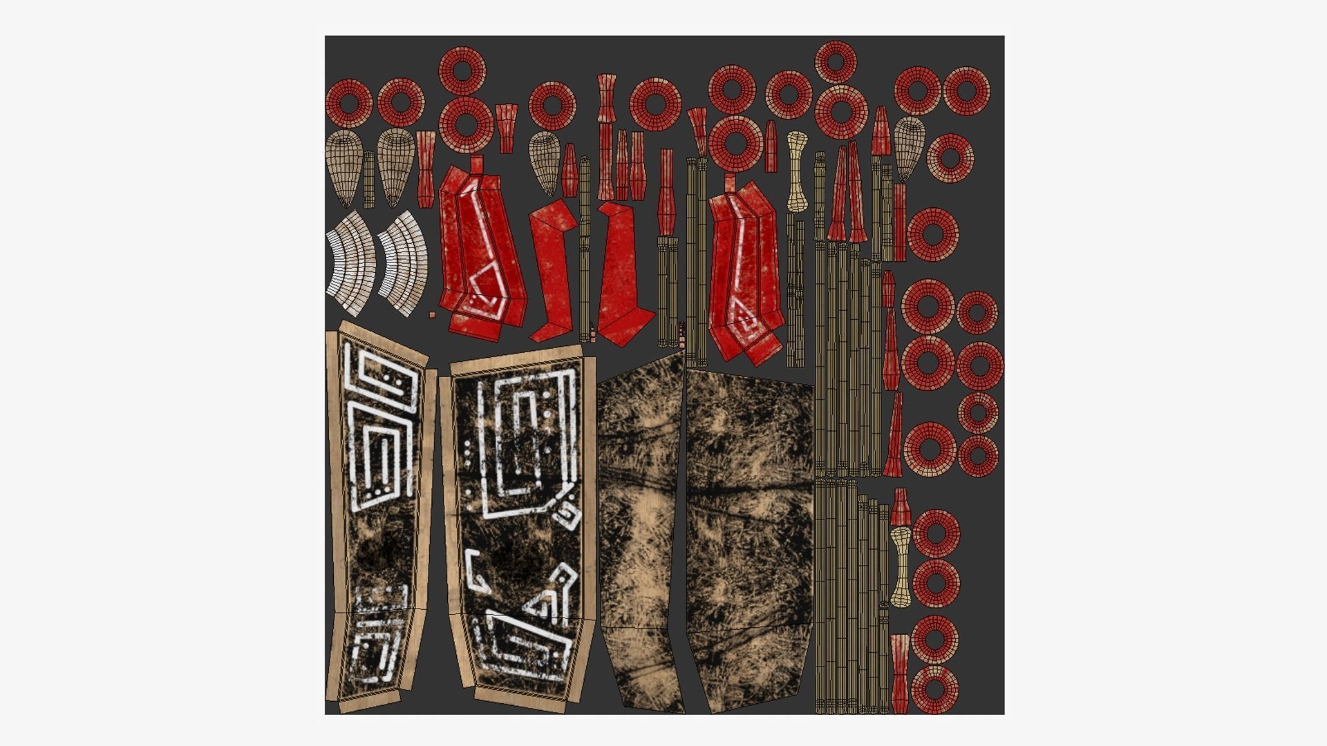 Tribal Mask B07 Black Red - Costume Character Design Low-poly 3D model_5