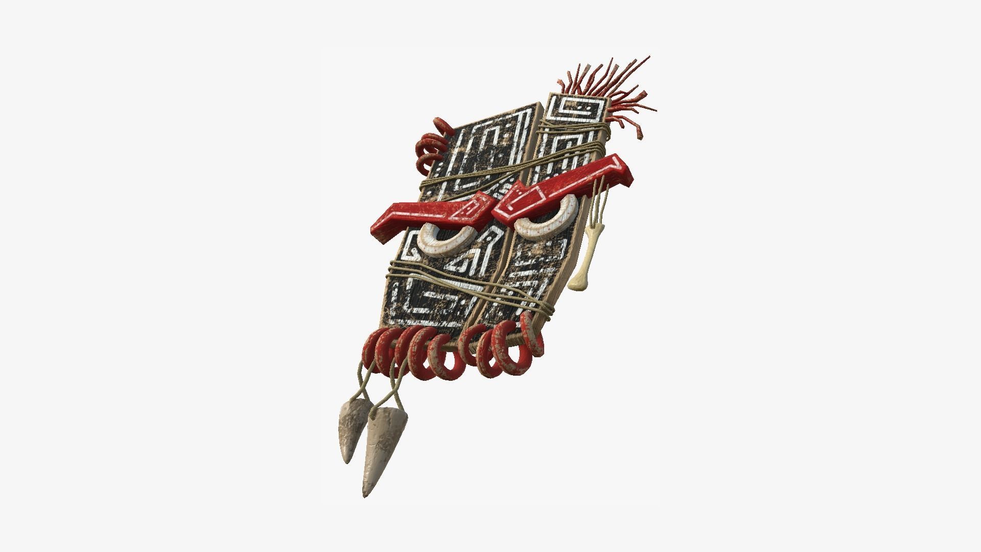 Tribal Mask B07 Black Red - Costume Character Design Low-poly 3D model_4