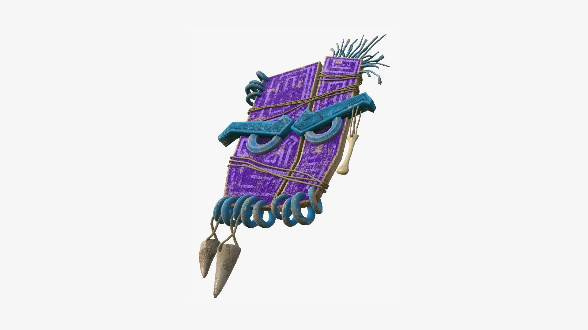 Tribal Mask B08 Purple Blue - Costume Character Design Low-poly 3D model_4