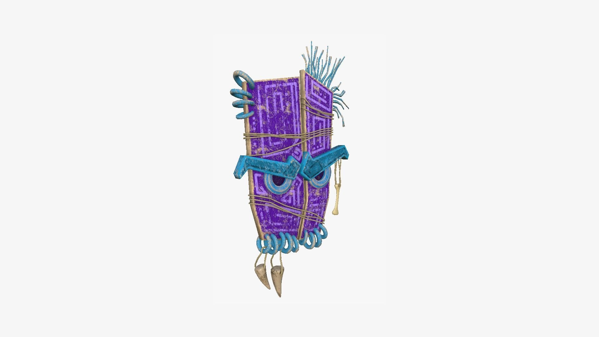 Tribal Mask B08 Purple Blue - Costume Character Design Low-poly 3D model_1