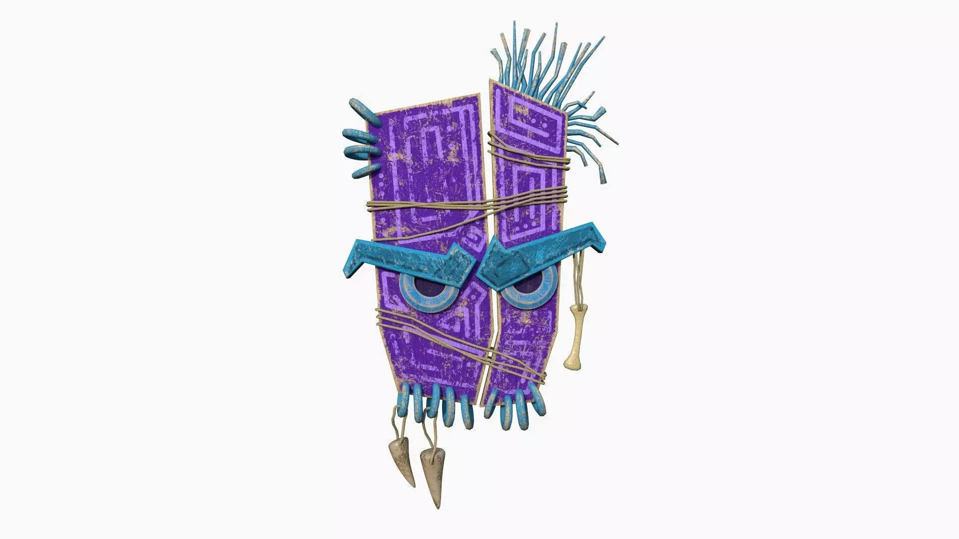 Tribal Mask B08 Purple Blue - Costume Character Design Low-poly 3D model_0
