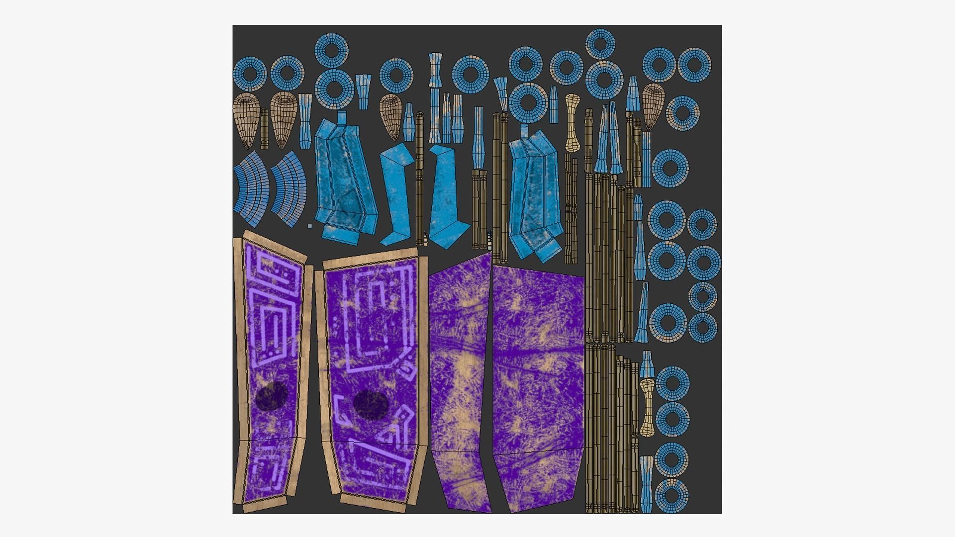 Tribal Mask B08 Purple Blue - Costume Character Design Low-poly 3D model_5