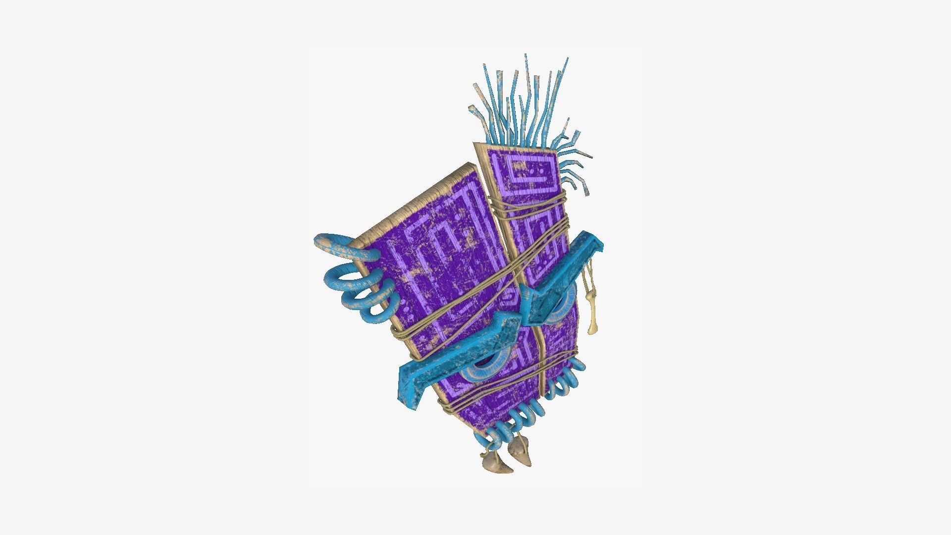 Tribal Mask B08 Purple Blue - Costume Character Design Low-poly 3D model_3