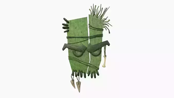Tribal Mask B09 Full Mud - Costume Character Design Low-poly 3D model