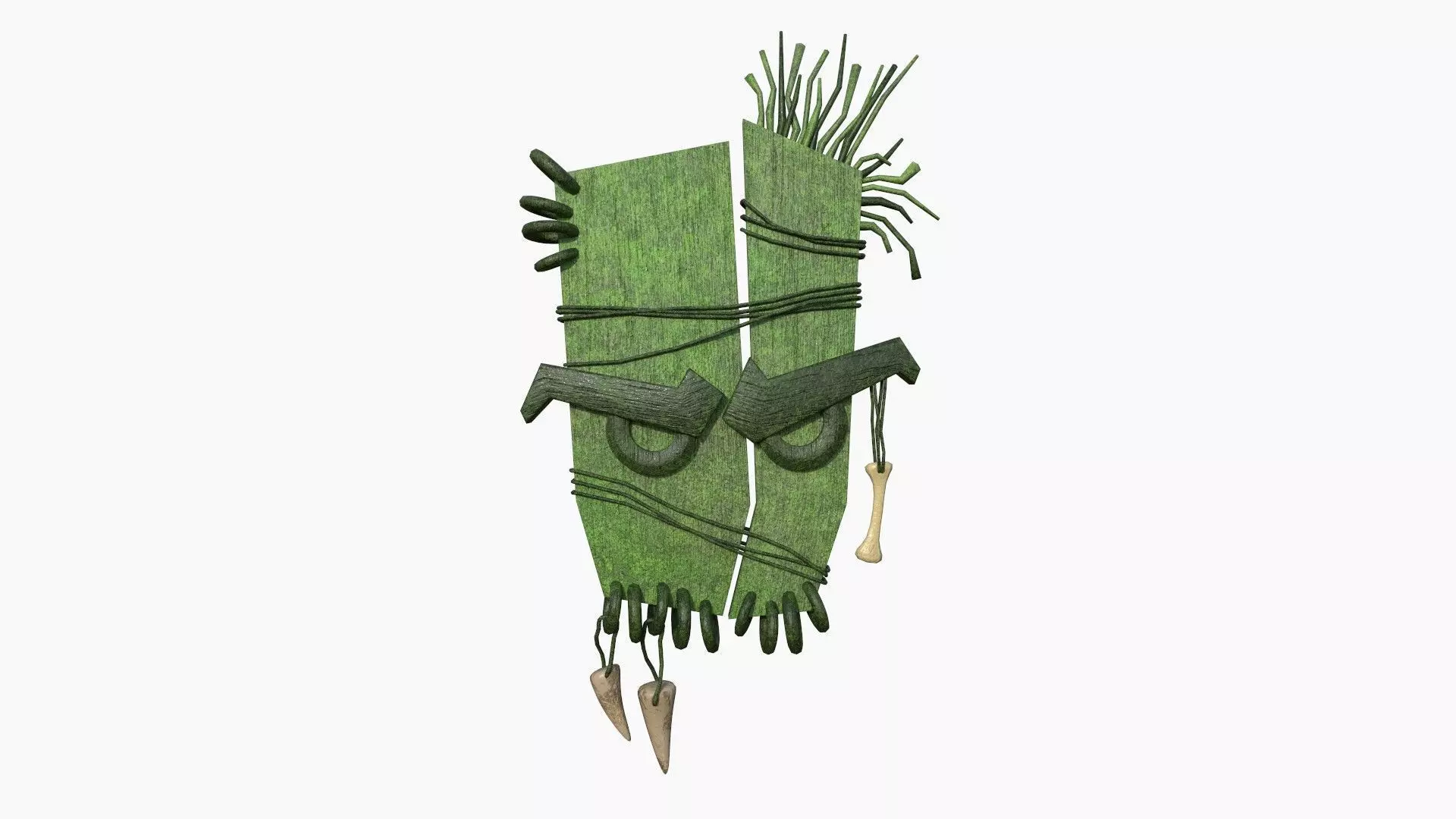 Tribal Mask B09 Full Mud - Costume Character Design Low-poly 3D model_0