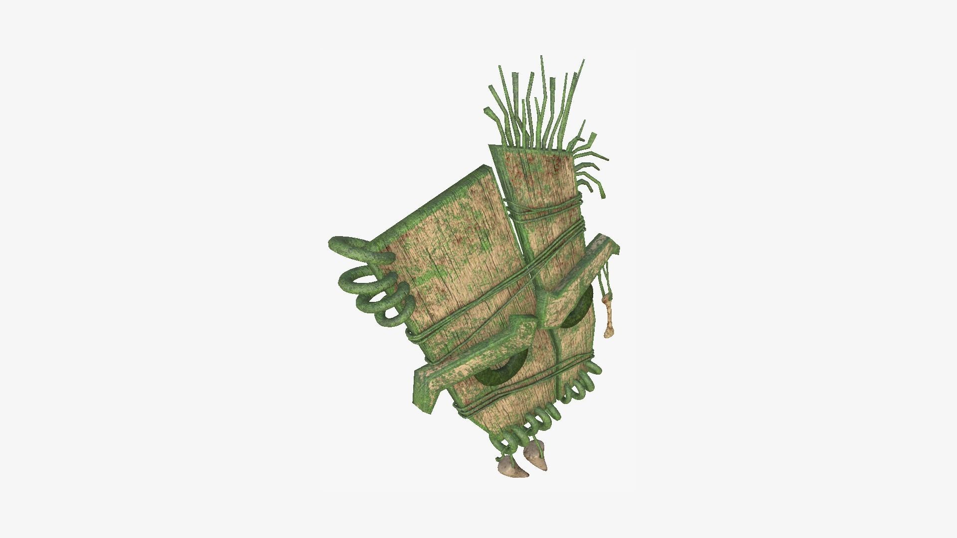 Tribal Mask B10 Wood Mud - Costume Character Design Low-poly 3D model_3