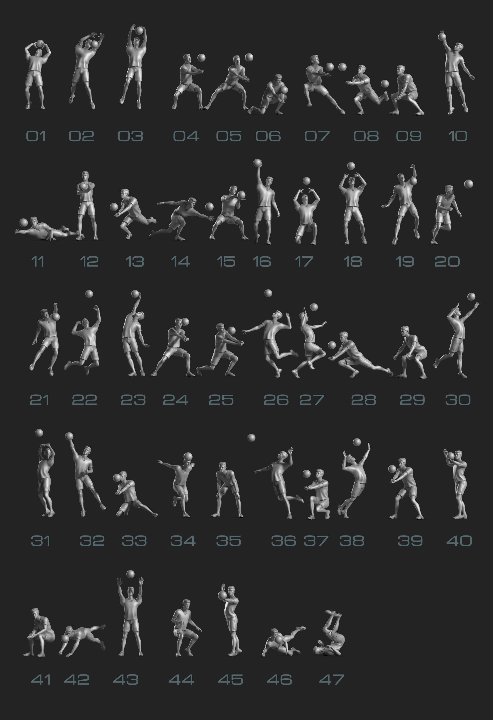 volleyball Man 47 figure Set 01 3D print model_13