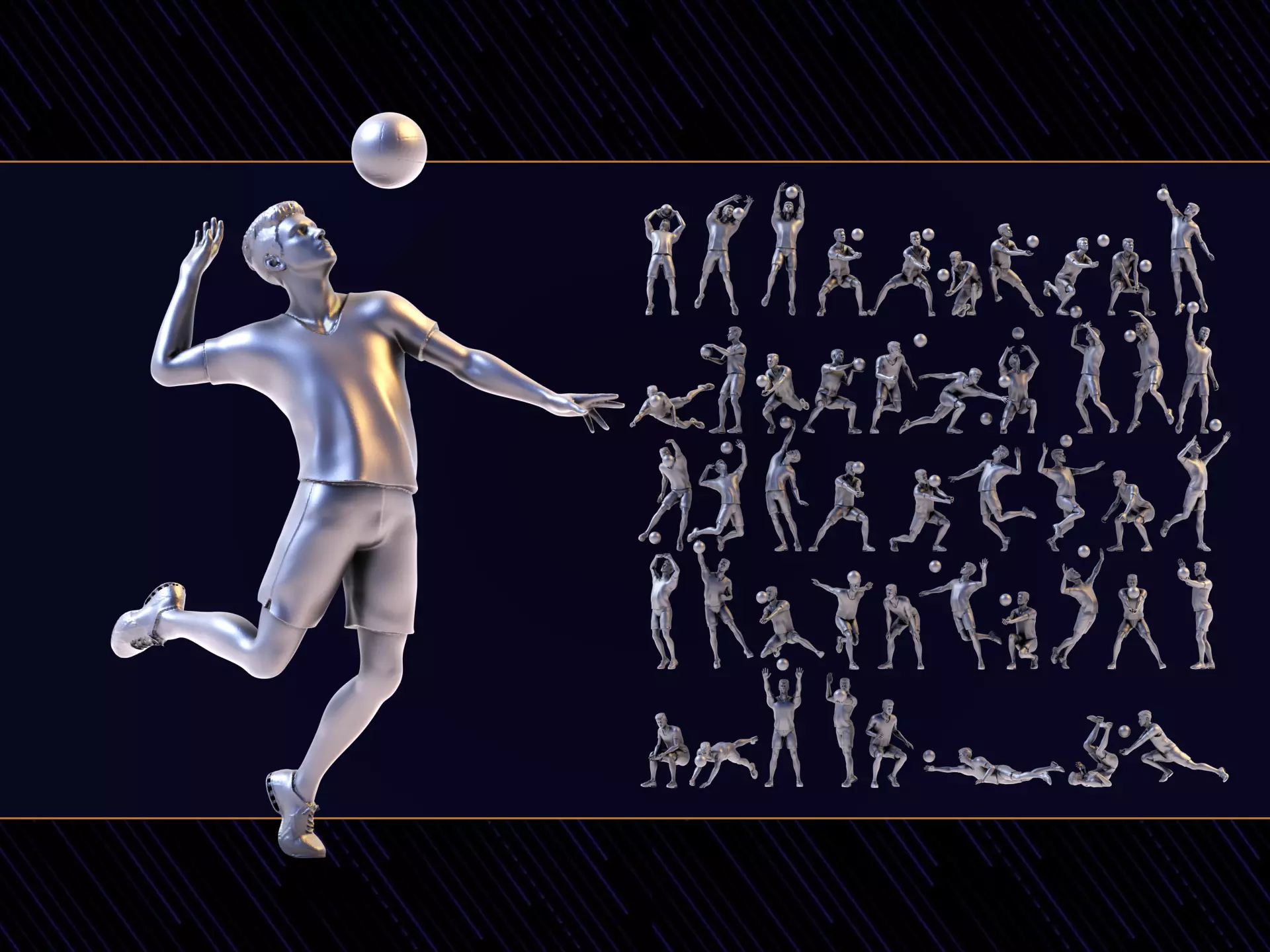 volleyball Man 47 figure Set 01 3D print model