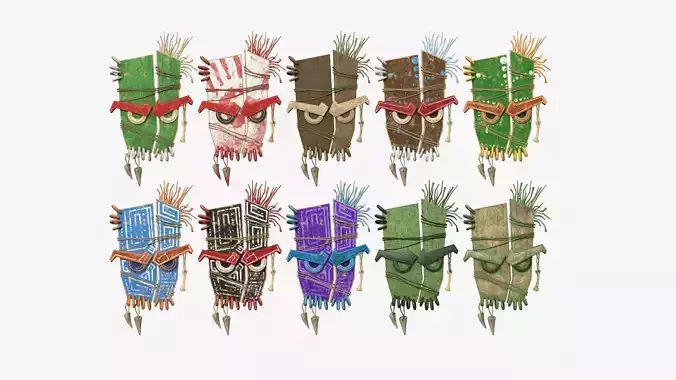 10 Tribal Masks B Collection - Costume Character Design 