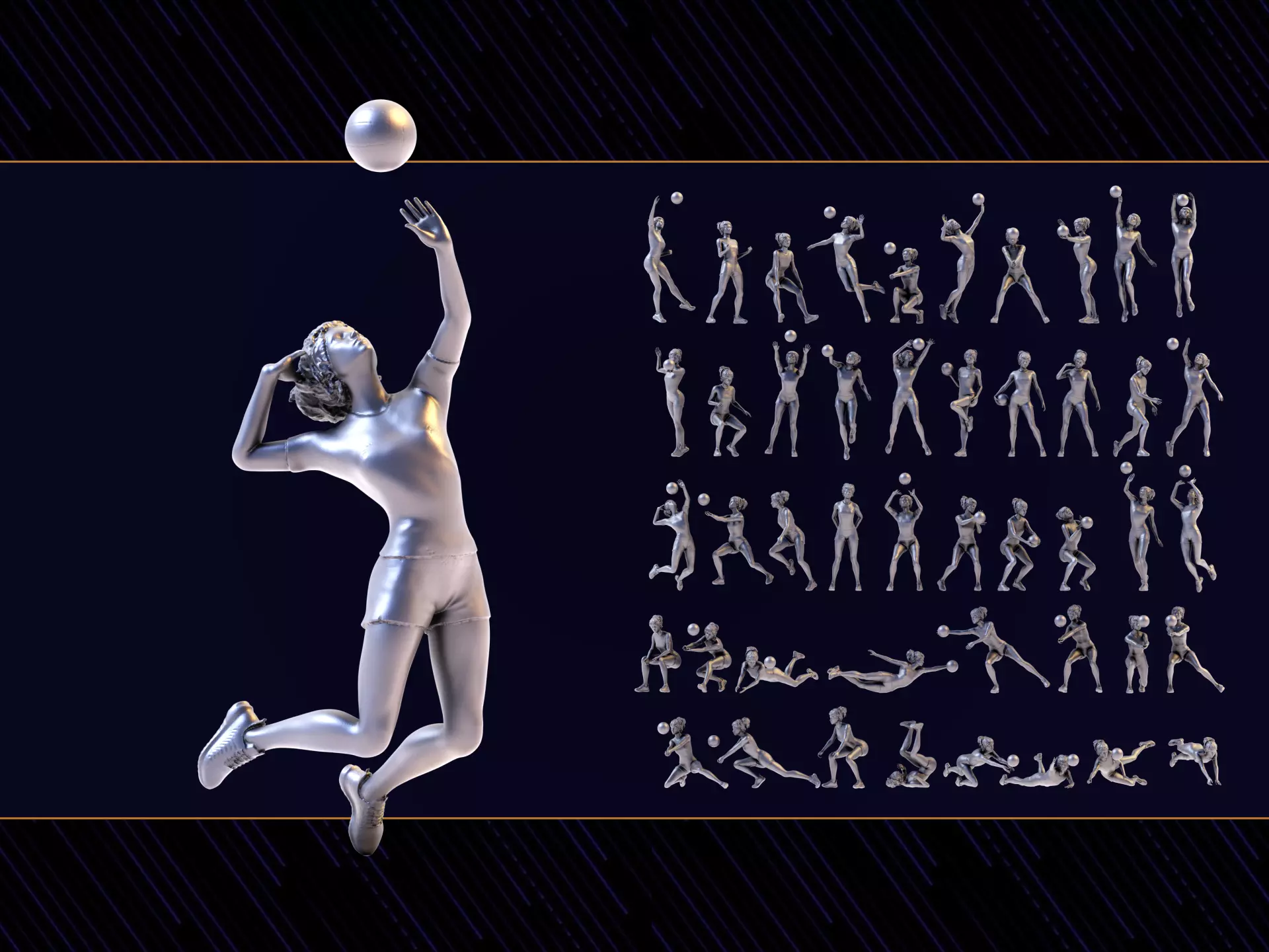 volleyball Woman 46 figure Set 02 3D print model