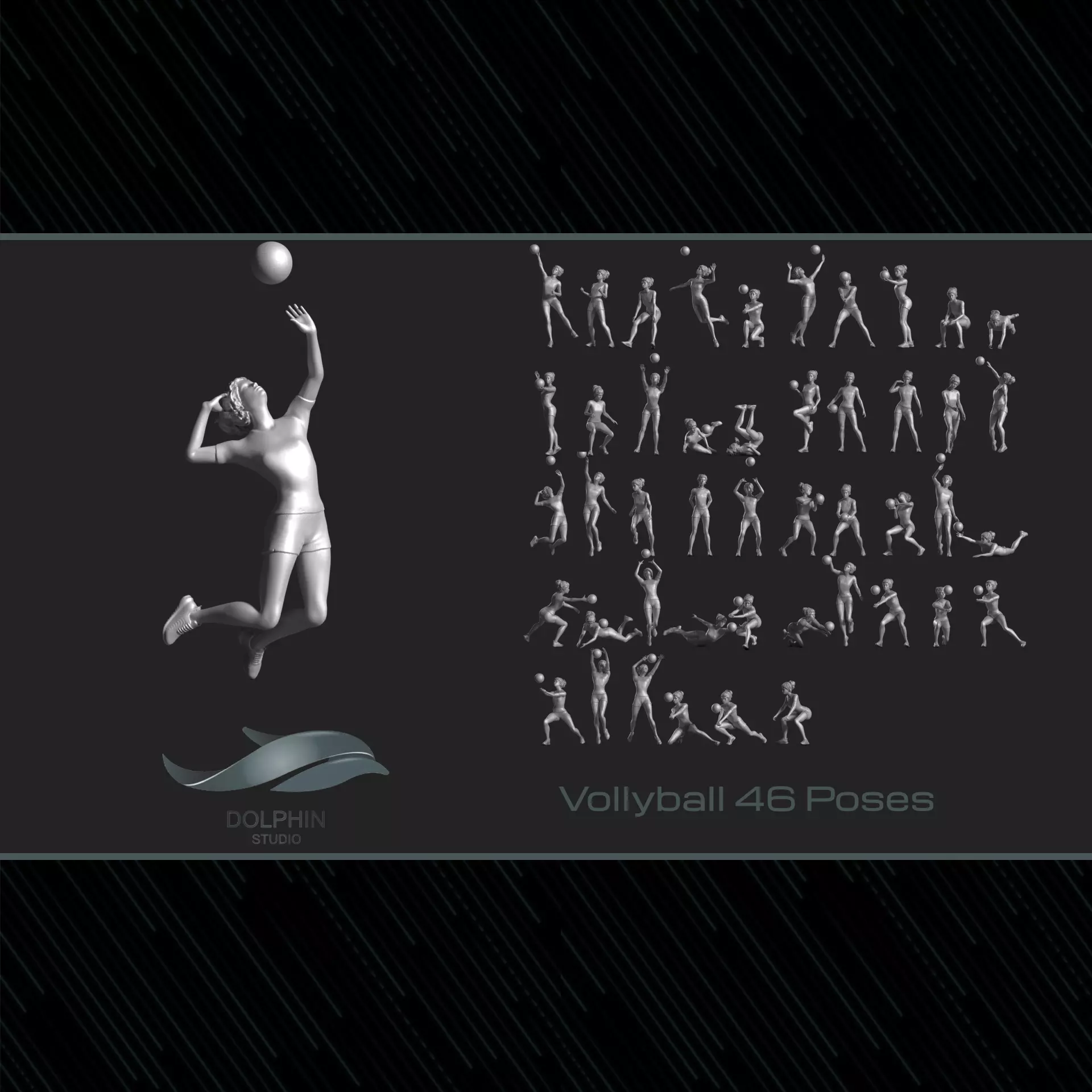 volleyball Woman 46 figure Set 02 3D print model