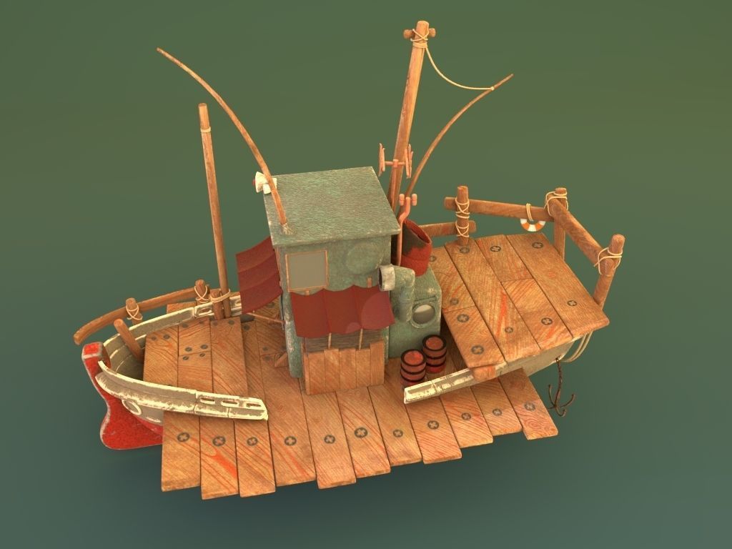 fishing boat Low-poly 3D model_4