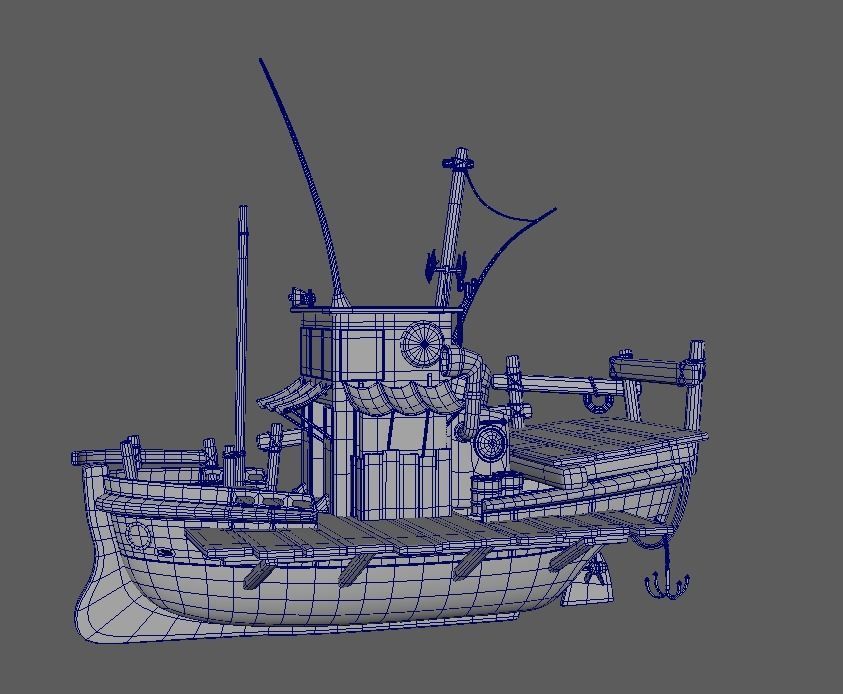 fishing boat Low-poly 3D model_6