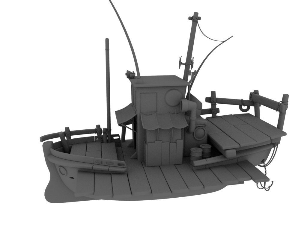 fishing boat Low-poly 3D model_5