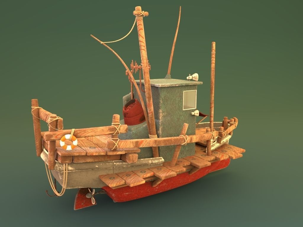 fishing boat Low-poly 3D model_3