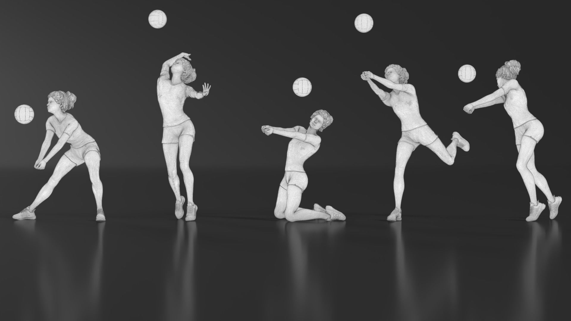 volleyball Woman 48 figure Set 01 3D print model_19