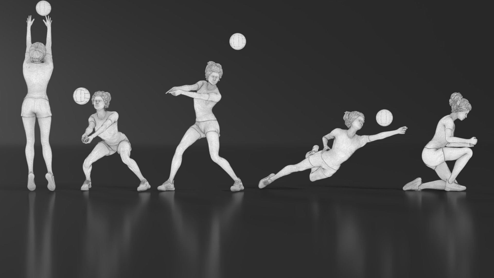 volleyball Woman 48 figure Set 01 3D print model_17