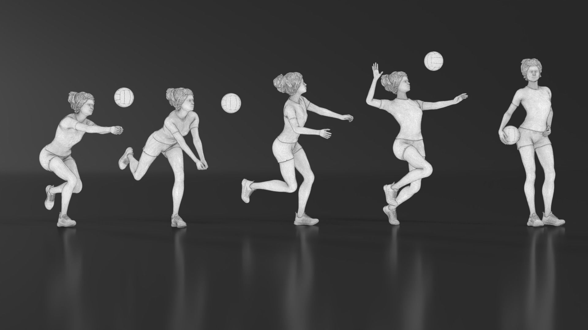 volleyball Woman 48 figure Set 01 3D print model_22