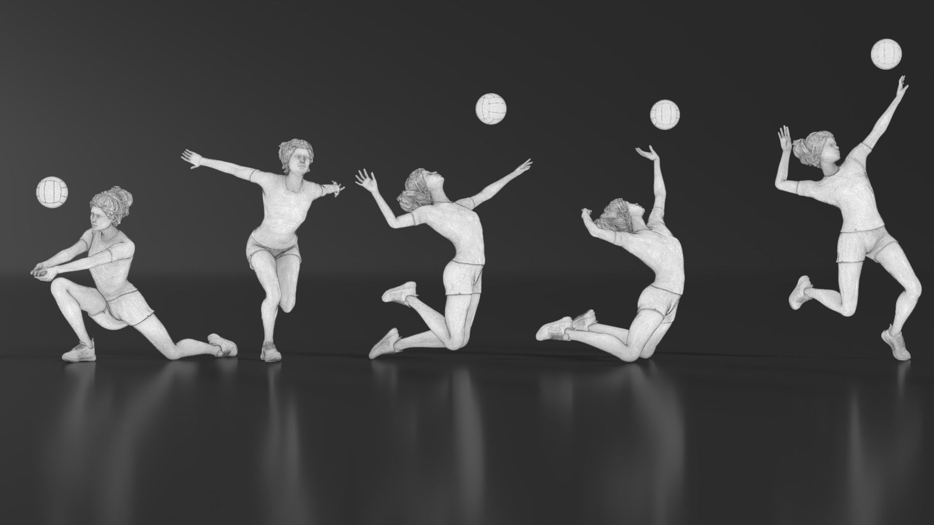 volleyball Woman 48 figure Set 01 3D print model_18