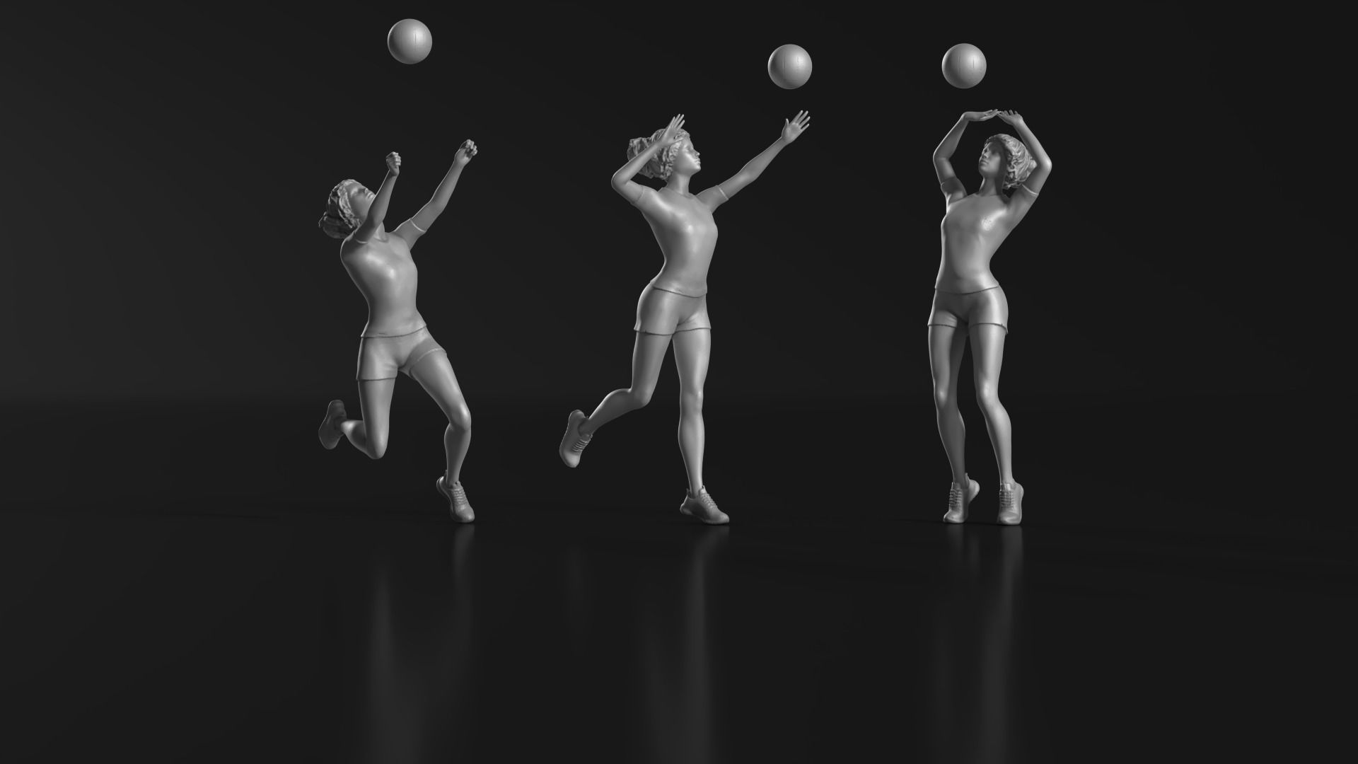 volleyball Woman 48 figure Set 01 3D print model_11