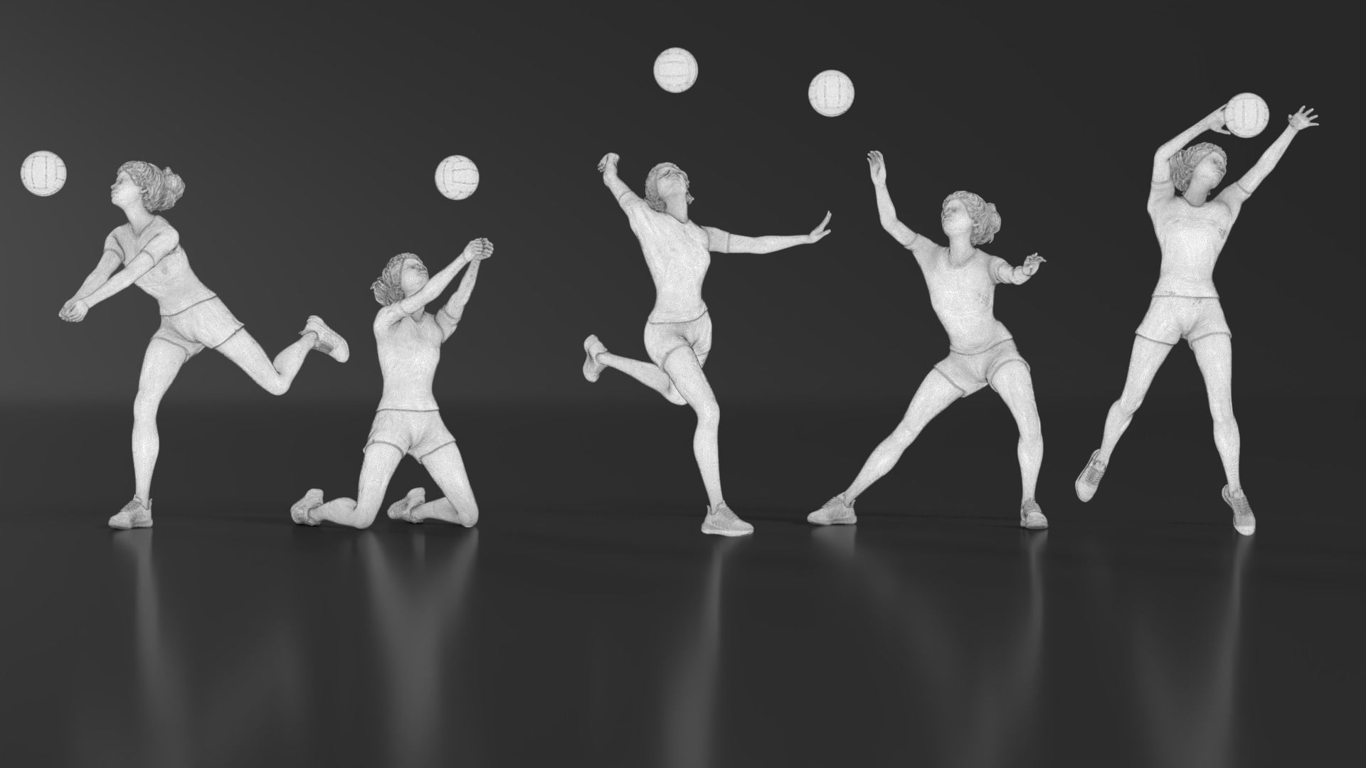 volleyball Woman 48 figure Set 01 3D print model_20