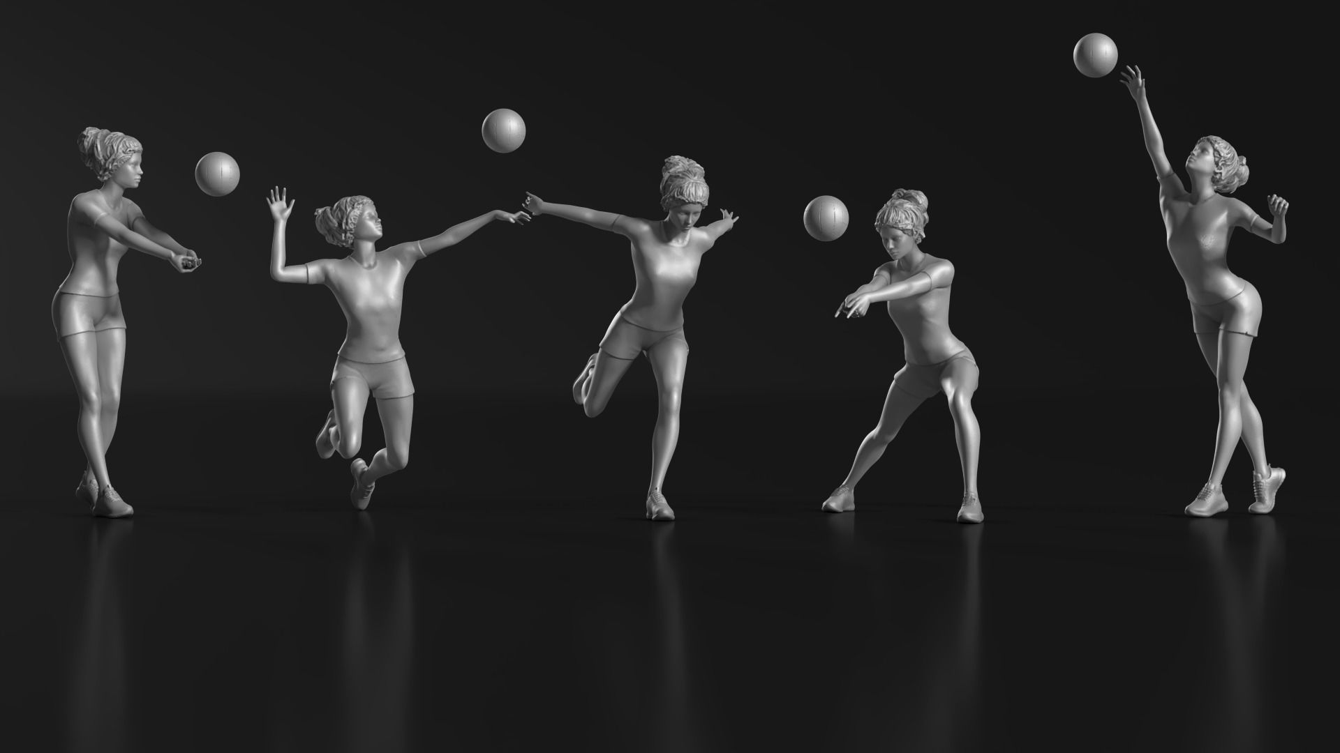 volleyball Woman 48 figure Set 01 3D print model_3