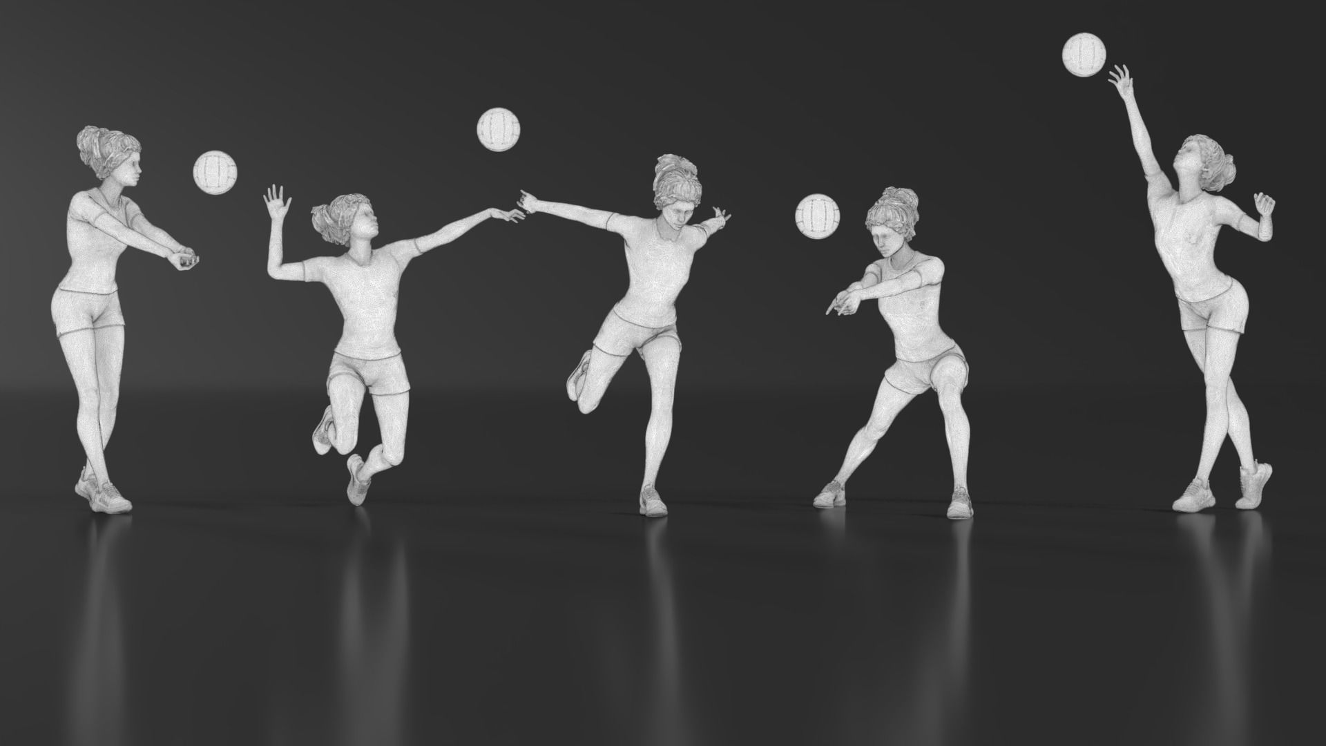 volleyball Woman 48 figure Set 01 3D print model_15