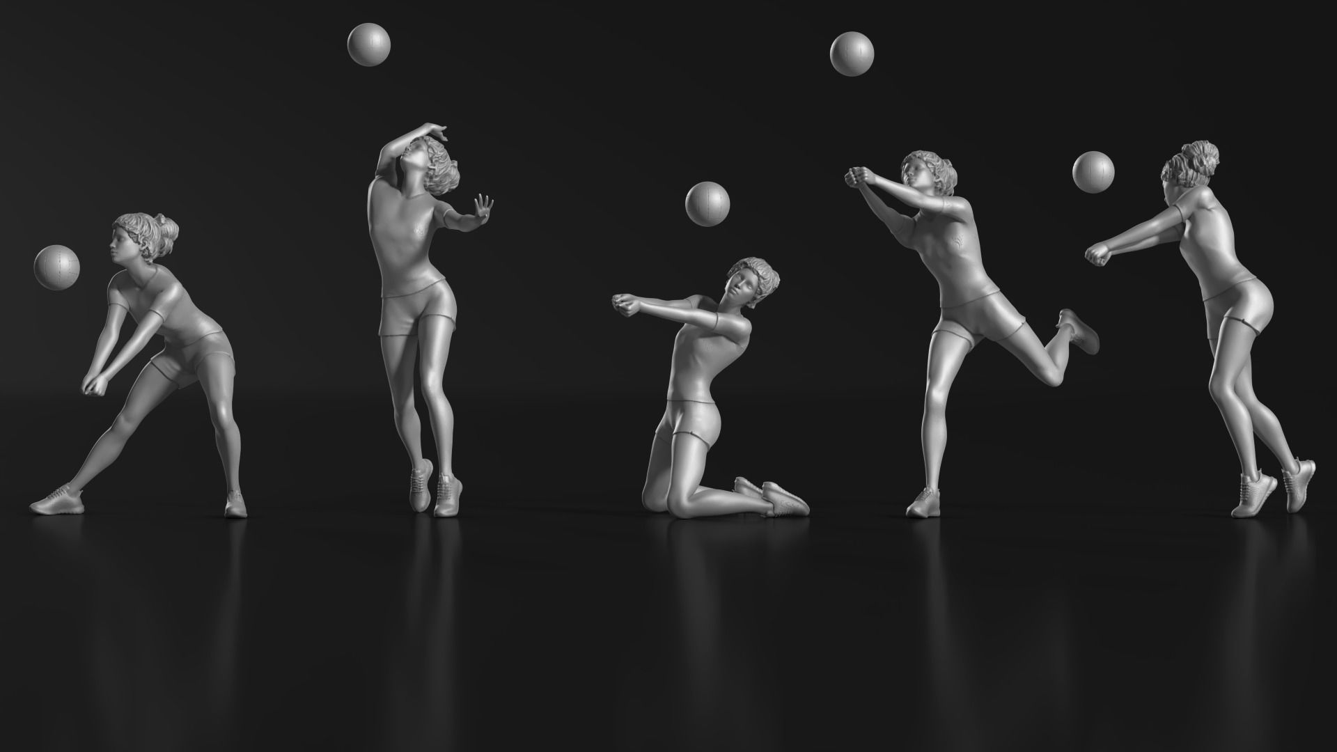 volleyball Woman 48 figure Set 01 3D print model_7