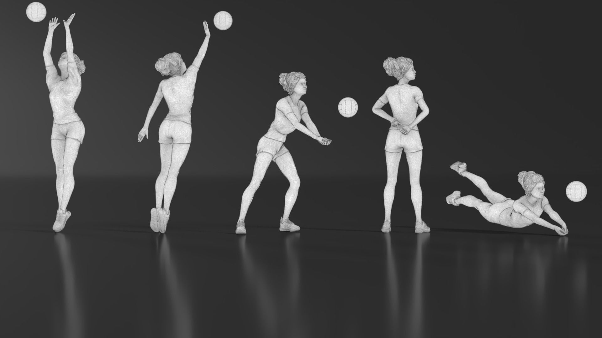 volleyball Woman 48 figure Set 01 3D print model_14