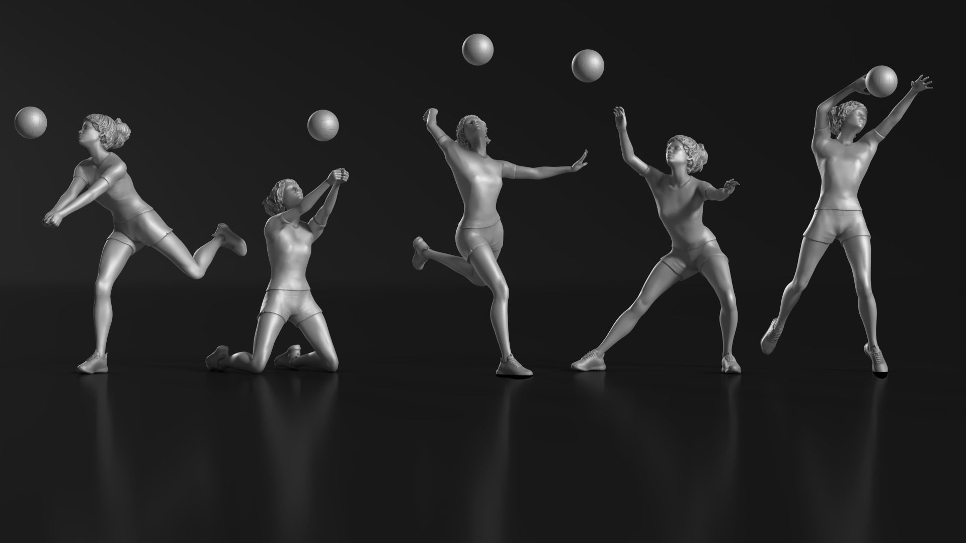 volleyball Woman 48 figure Set 01 3D print model_8