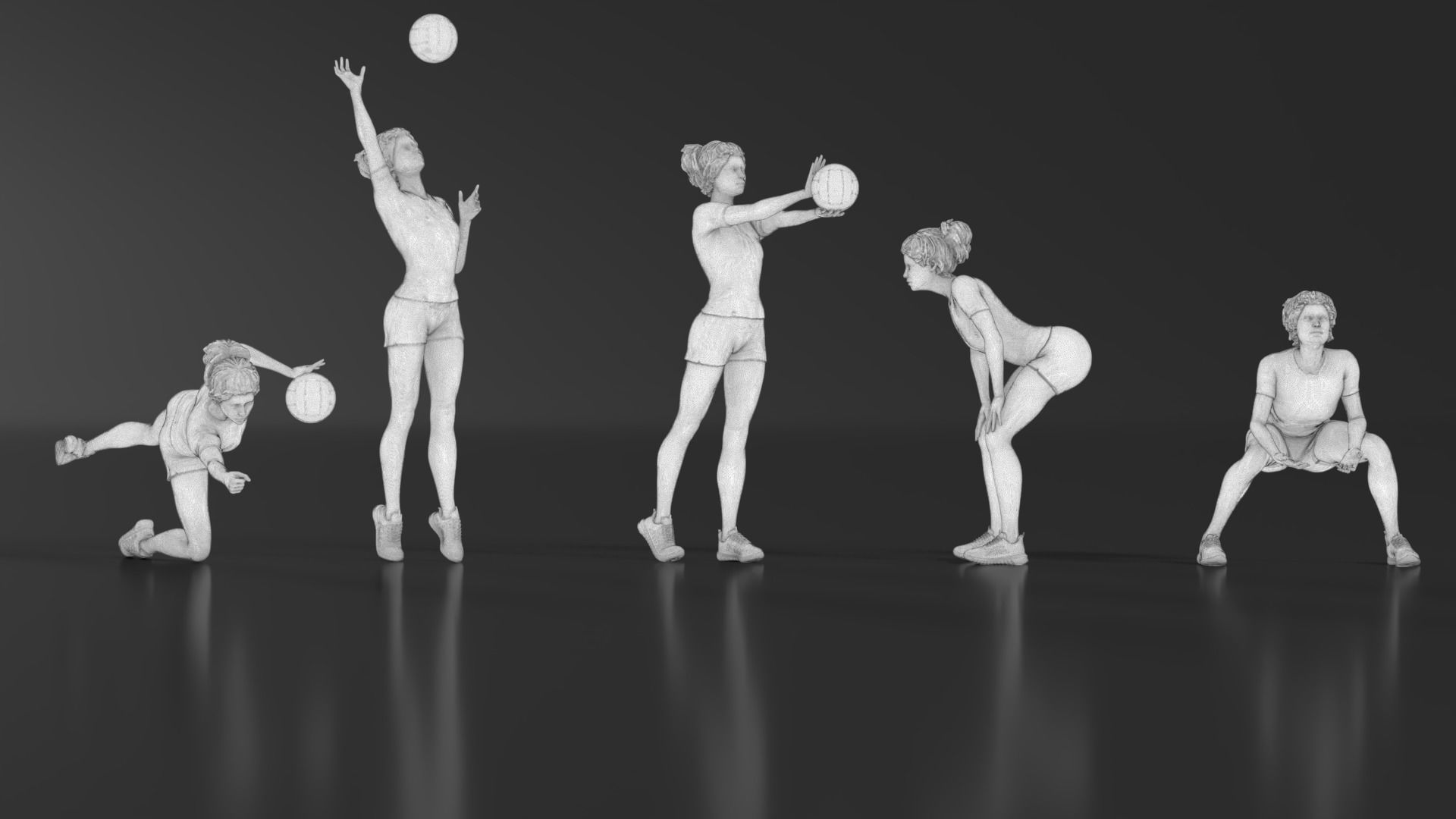 volleyball Woman 48 figure Set 01 3D print model_16