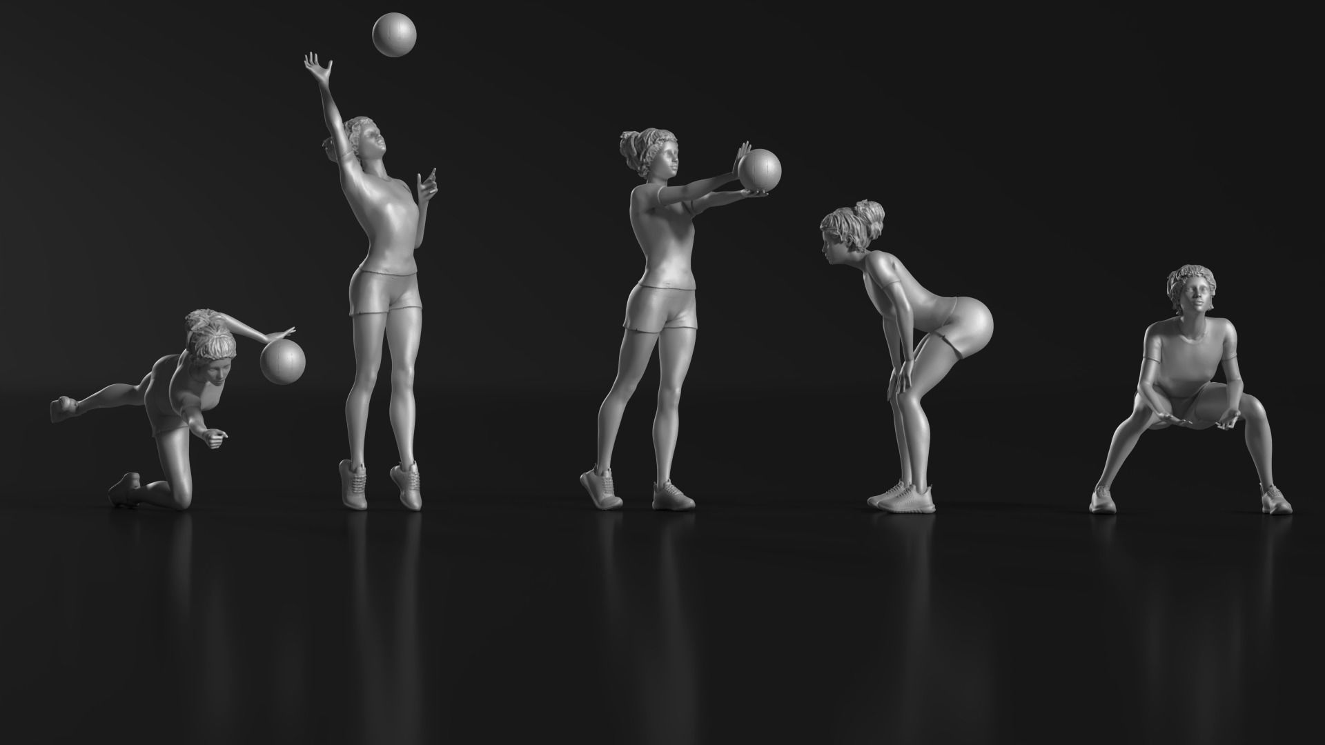 volleyball Woman 48 figure Set 01 3D print model_4