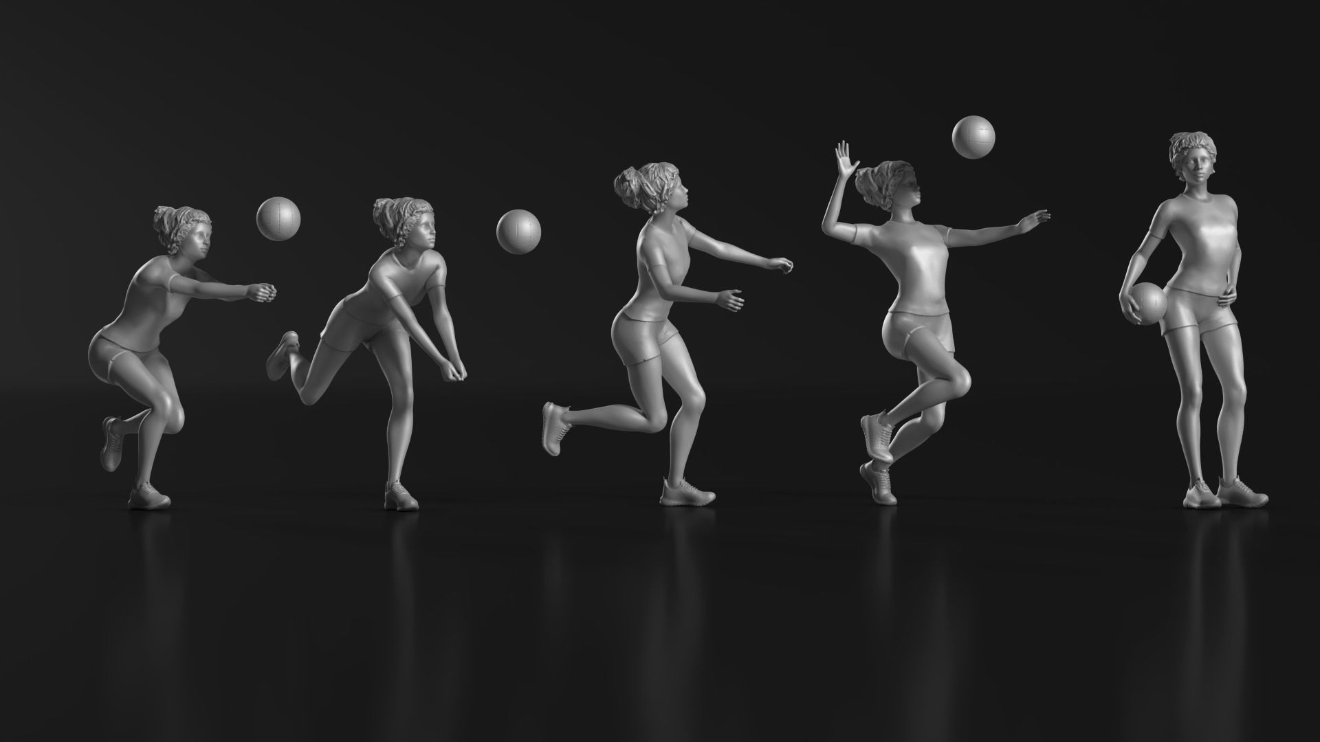 volleyball Woman 48 figure Set 01 3D print model_10