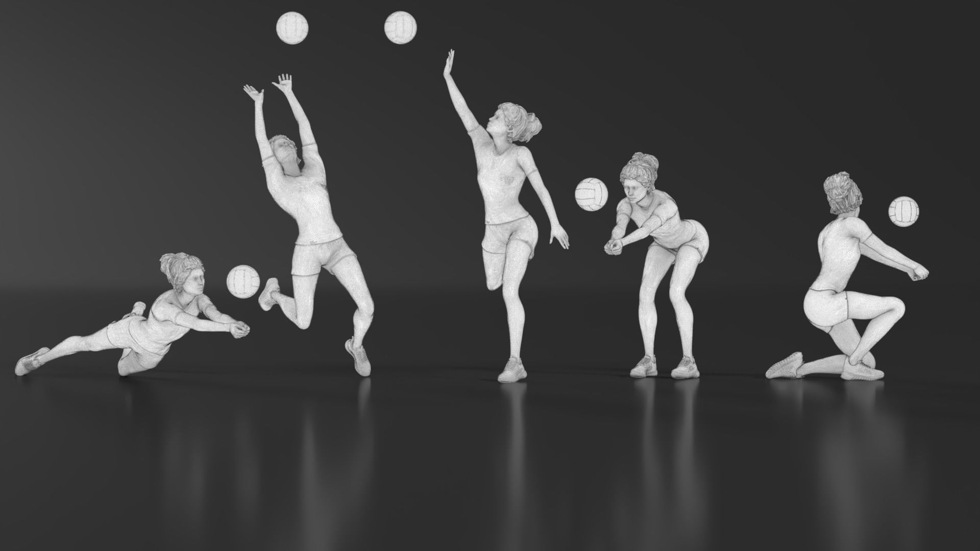 volleyball Woman 48 figure Set 01 3D print model_21