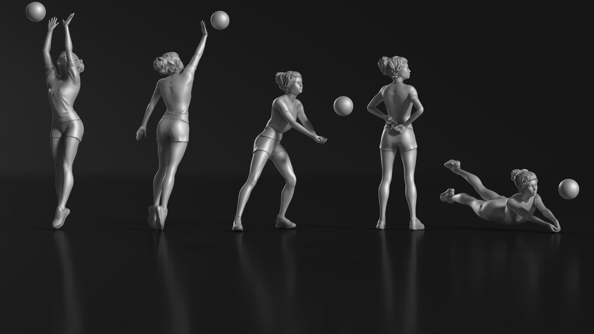 volleyball Woman 48 figure Set 01 3D print model_2