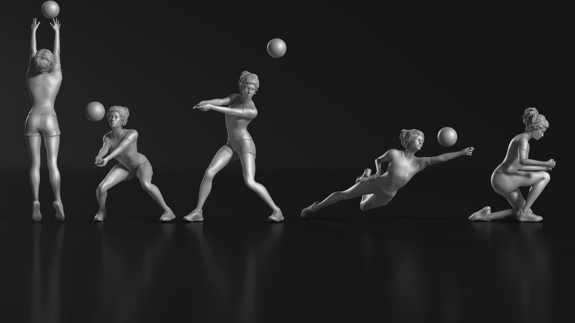 volleyball Woman 48 figure Set 01 3D print model_5