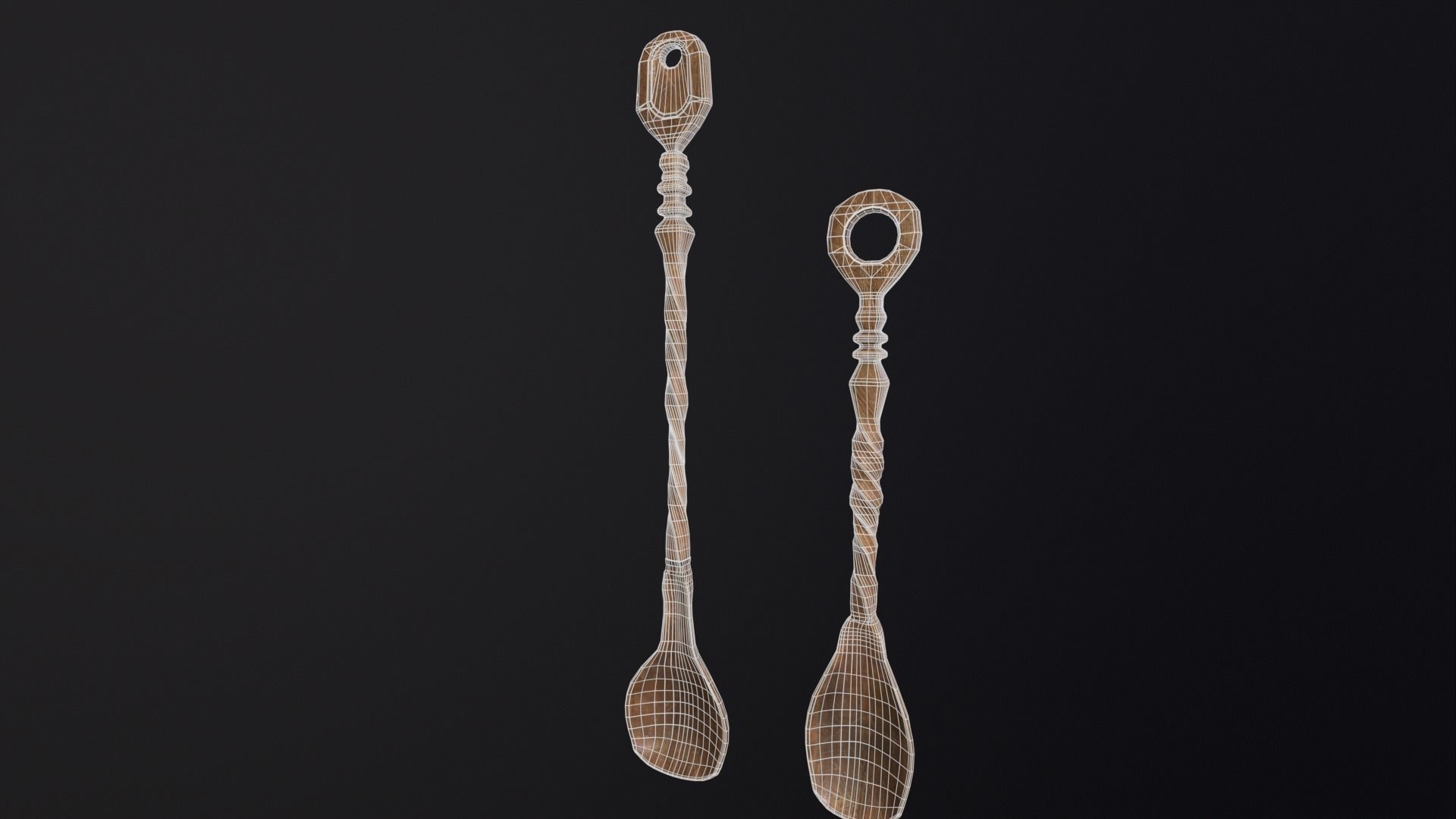 Antique Twisted Spoons Low-poly 3D model_5