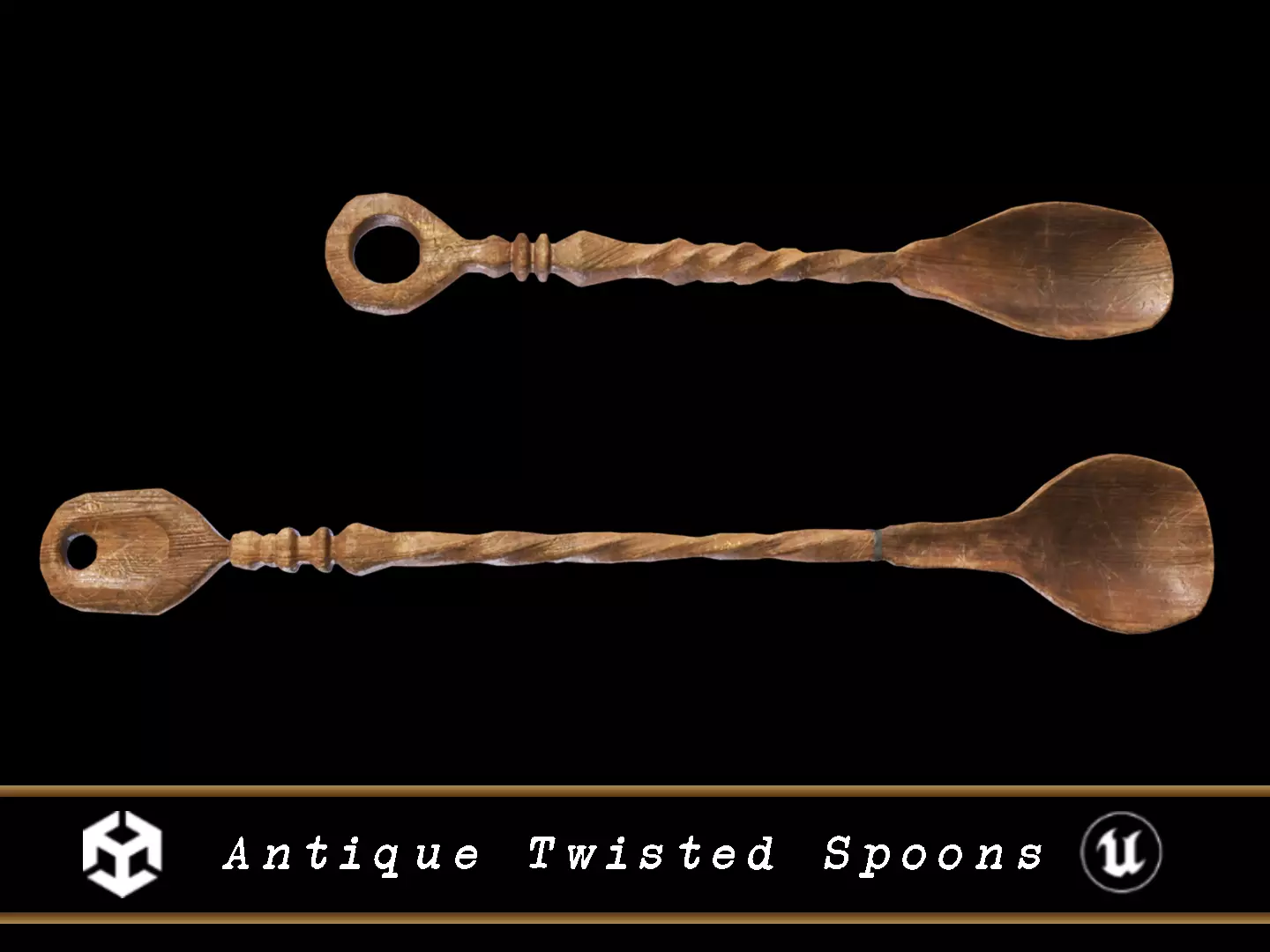 Antique Twisted Spoons Low-poly 3D model_0