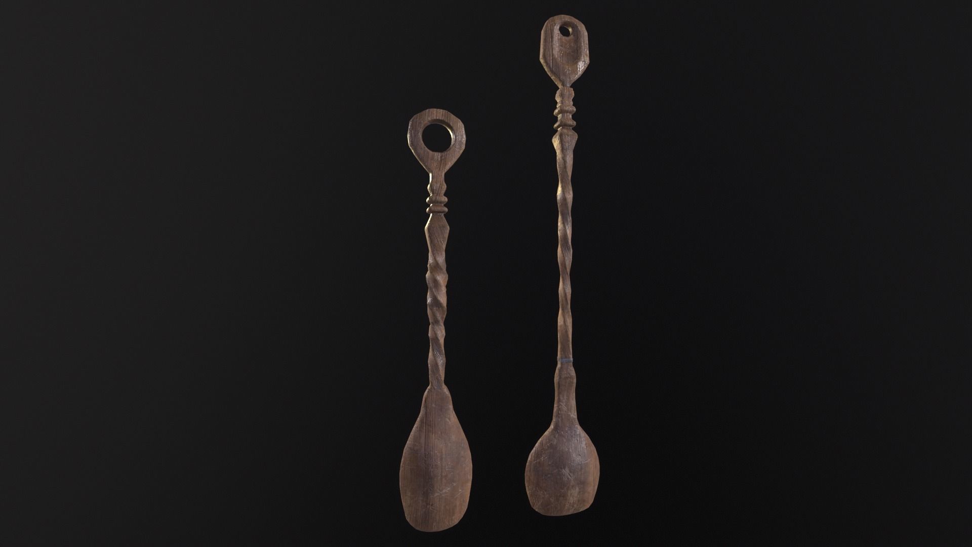 Antique Twisted Spoons Low-poly 3D model_12
