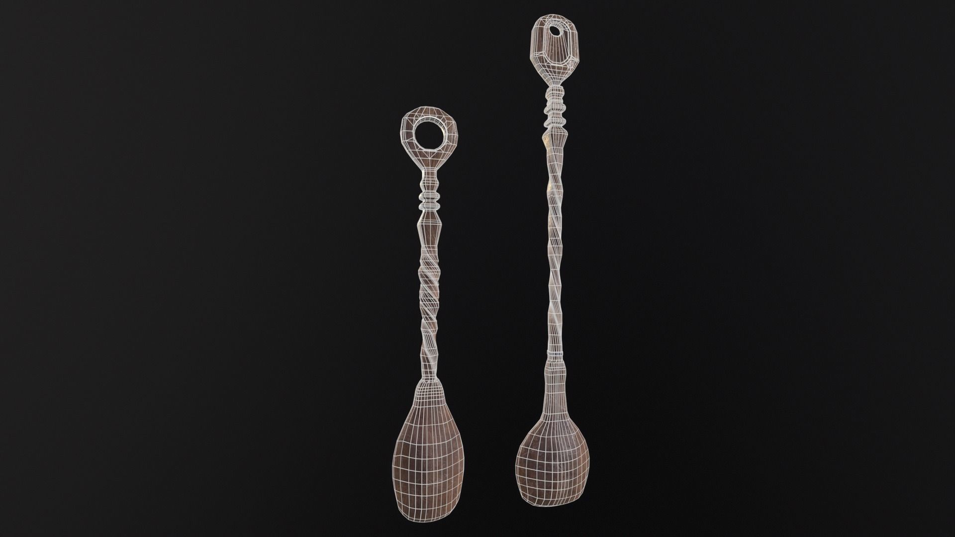 Antique Twisted Spoons Low-poly 3D model_13