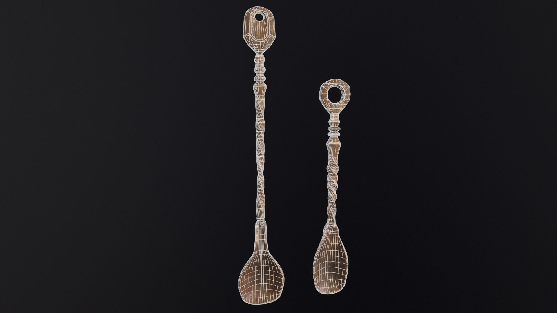 Antique Twisted Spoons Low-poly 3D model_3