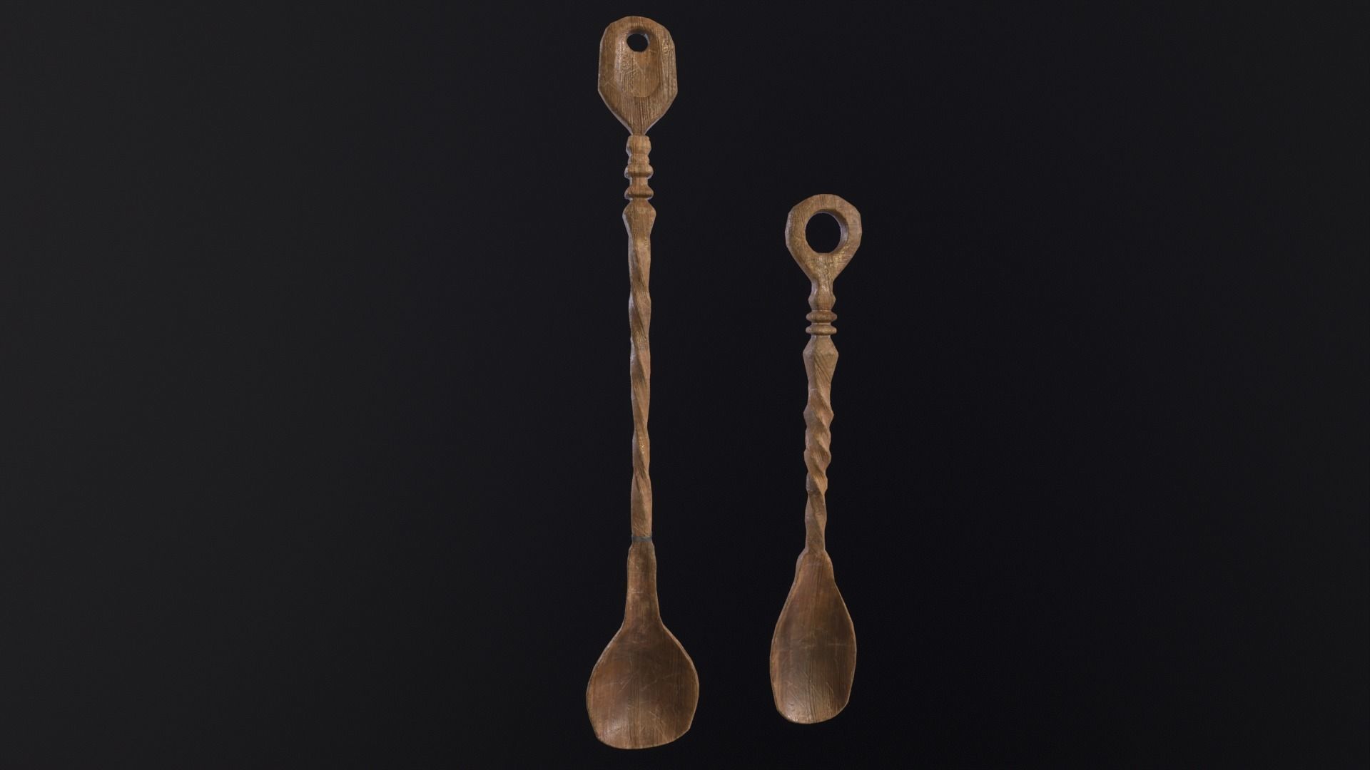Antique Twisted Spoons Low-poly 3D model_2
