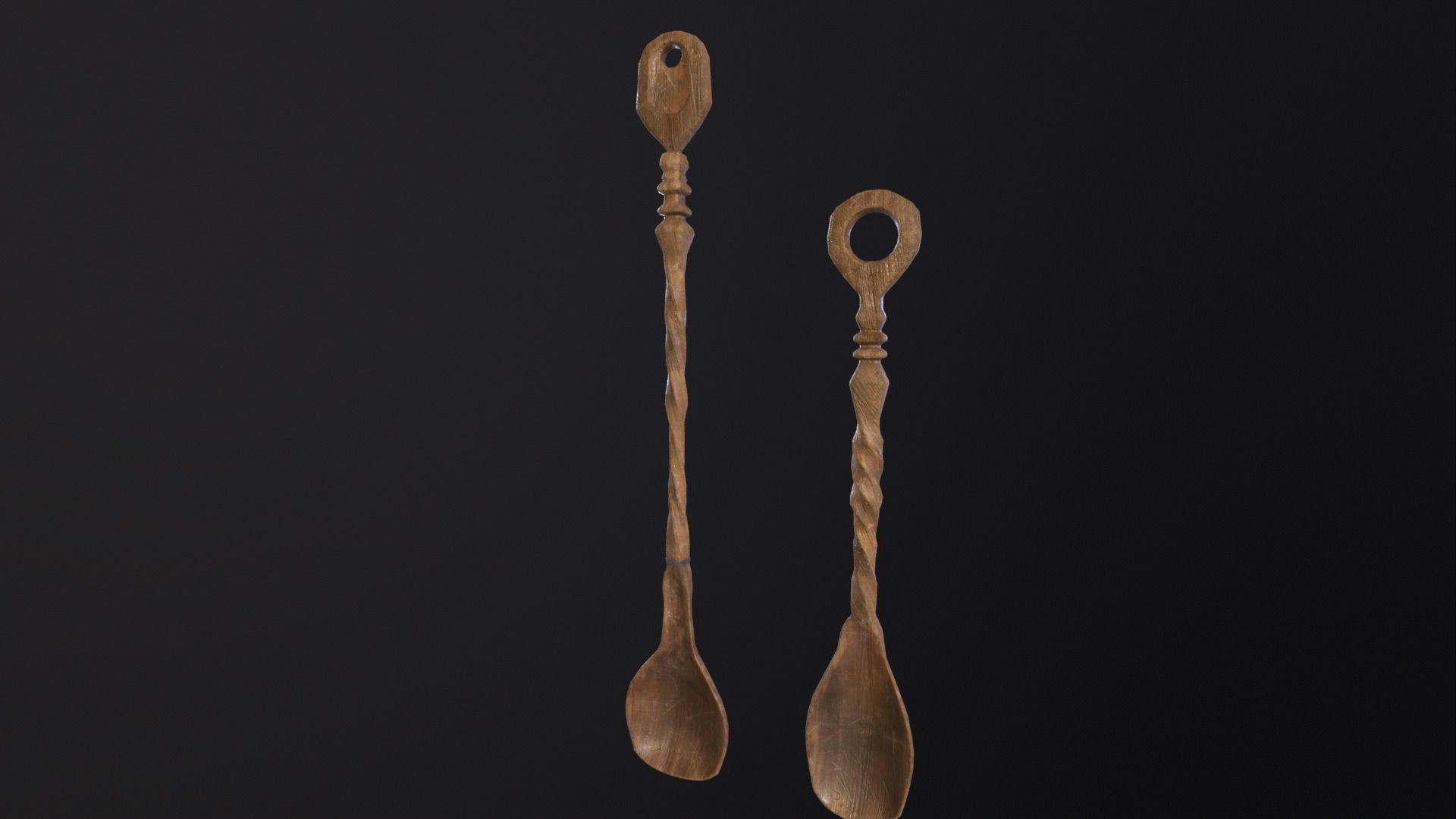 Antique Twisted Spoons Low-poly 3D model_4