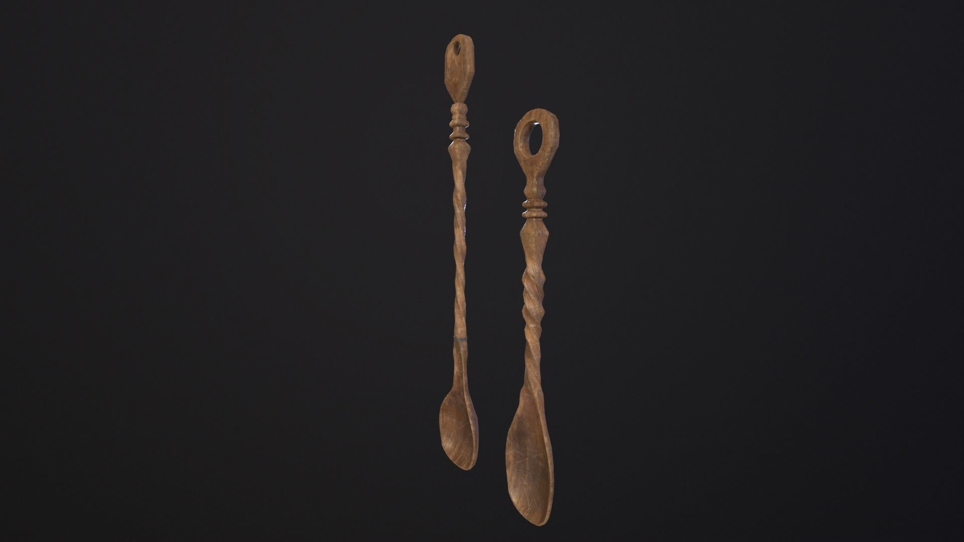 Antique Twisted Spoons Low-poly 3D model_6