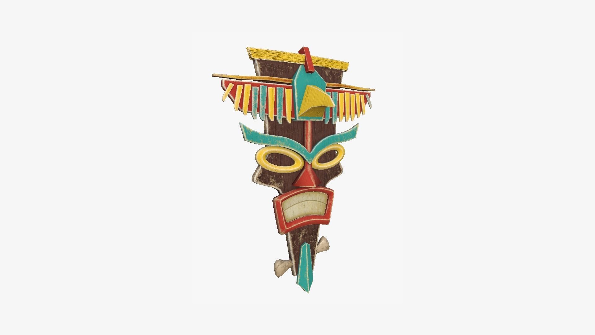Tribal Mask C01 Colored - Costume Character Design Low-poly 3D model_1