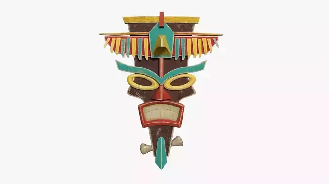 Tribal Mask C01 Colored - Costume Character Design Low-poly 3D model