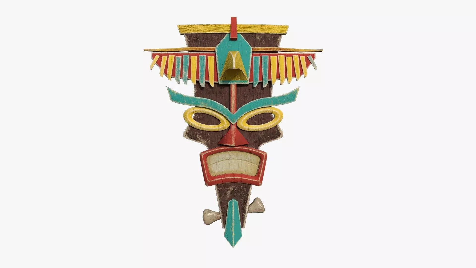 Tribal Mask C01 Colored - Costume Character Design Low-poly 3D model_0